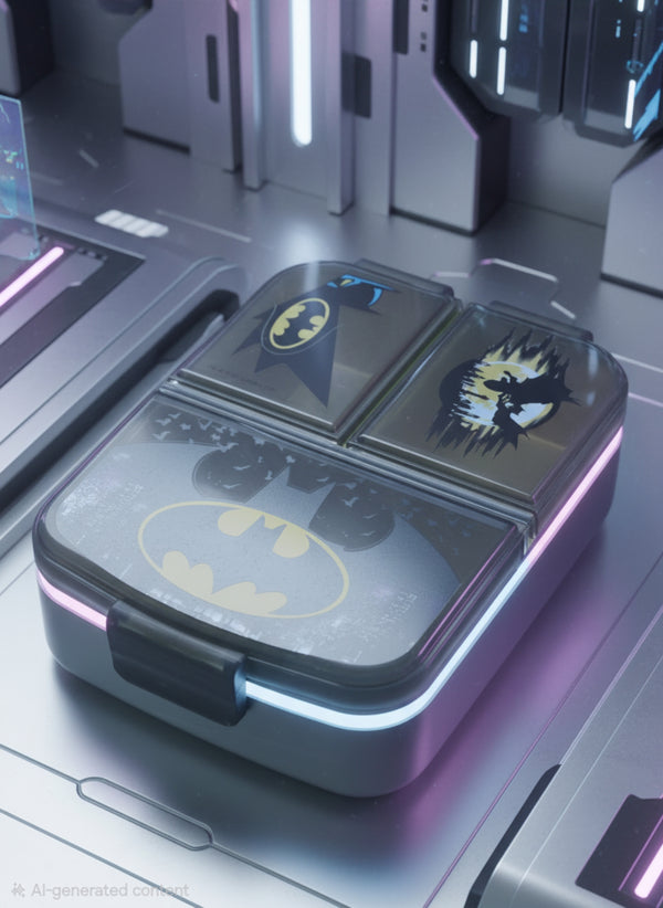 3 Compartment School Sandwich Snack Lunch Box. Batman
