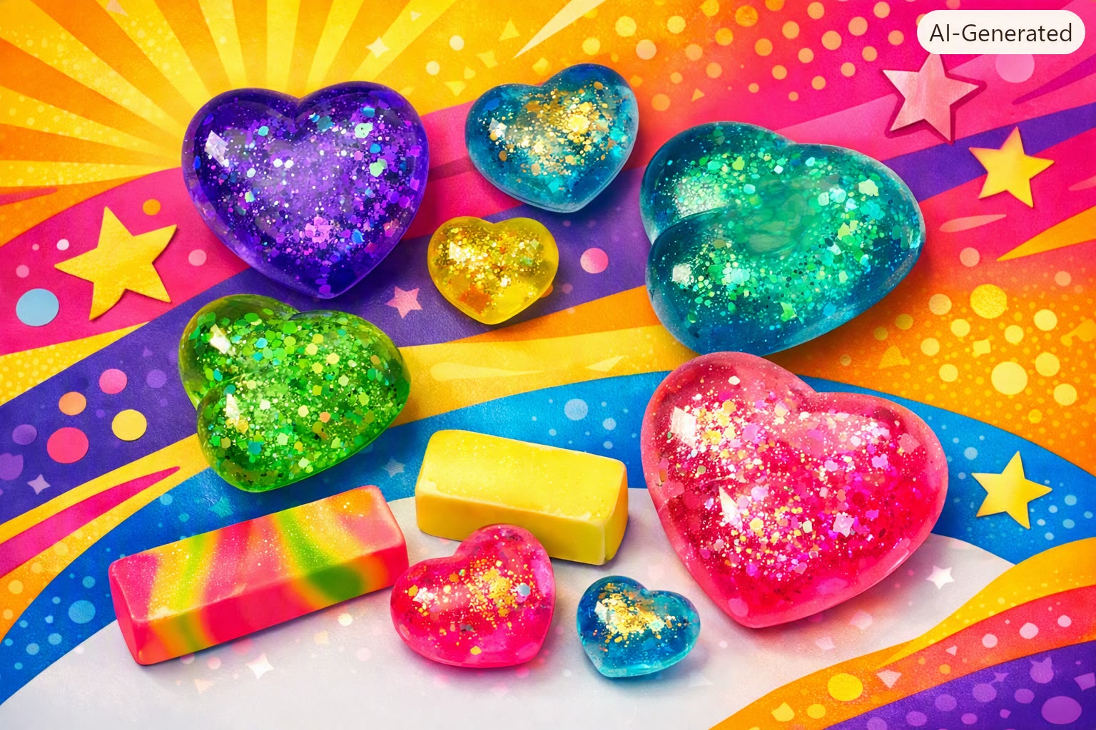 Heart Maltose Squishy – Large Pink Glitter