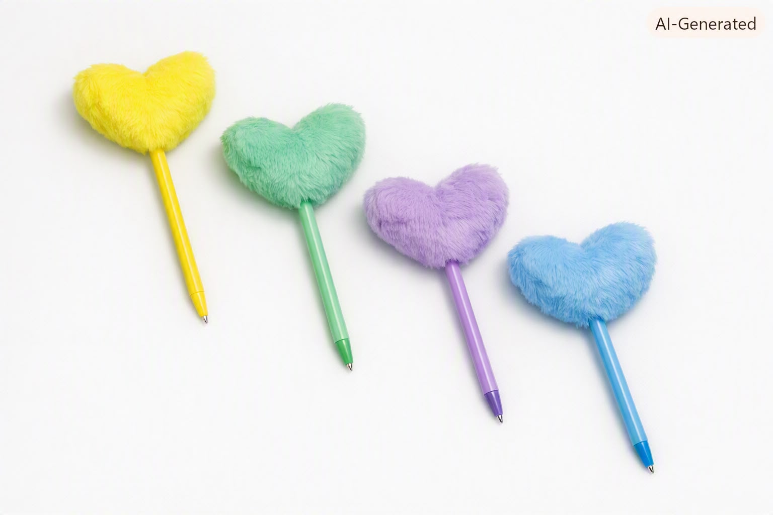 Cute Small Heart Shaped Plush Ball Ballpoint Pen