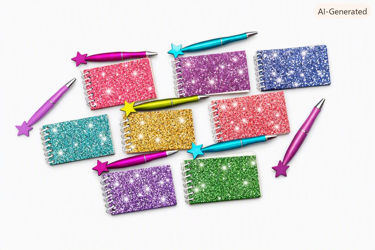 Glitter Notebook and Pen Writing Kit – 2pcs. Random colour pick