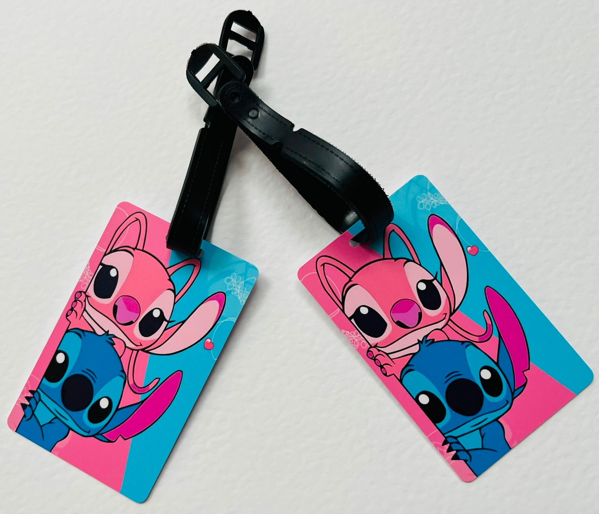 Stitch and Angel Couple Luggage Tag – Powder Blue