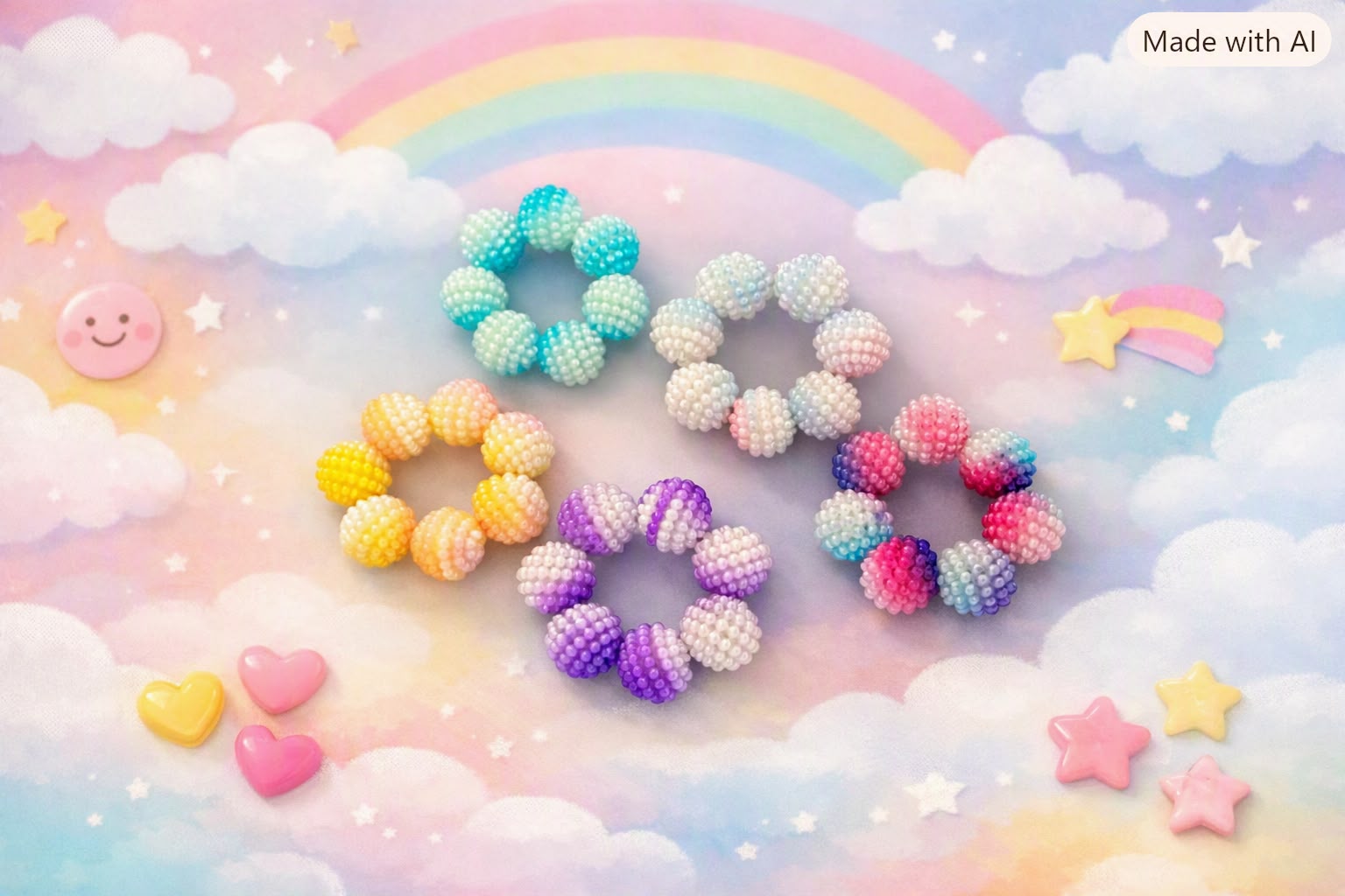 Spiked Bead Fidget Rings – Multicolour Gradient