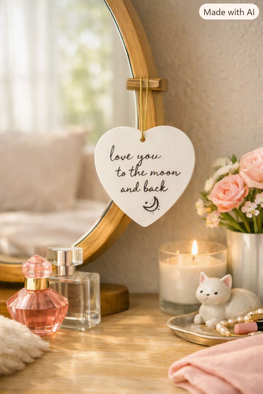 Heart-Shaped 'Love You to The Moon and Back' Keepsake – White