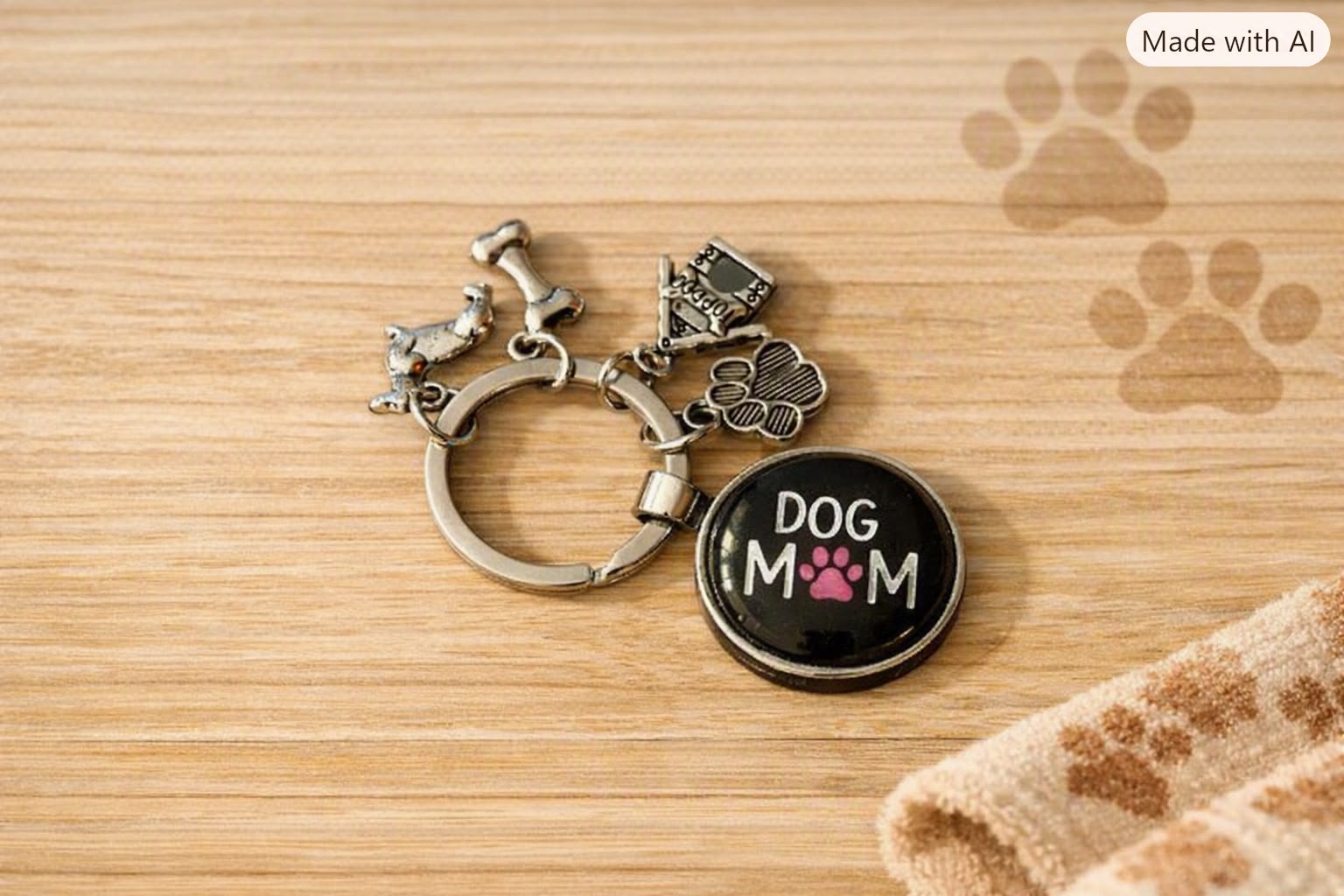 Dog Mum Faux Gemstone Keyring