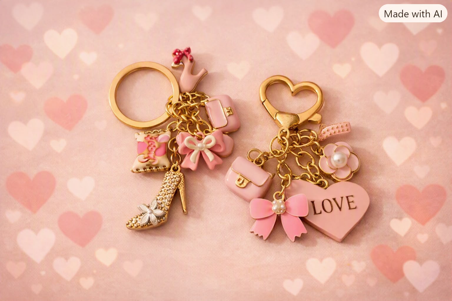 Pink SHOES Pendant Keyring. Large
