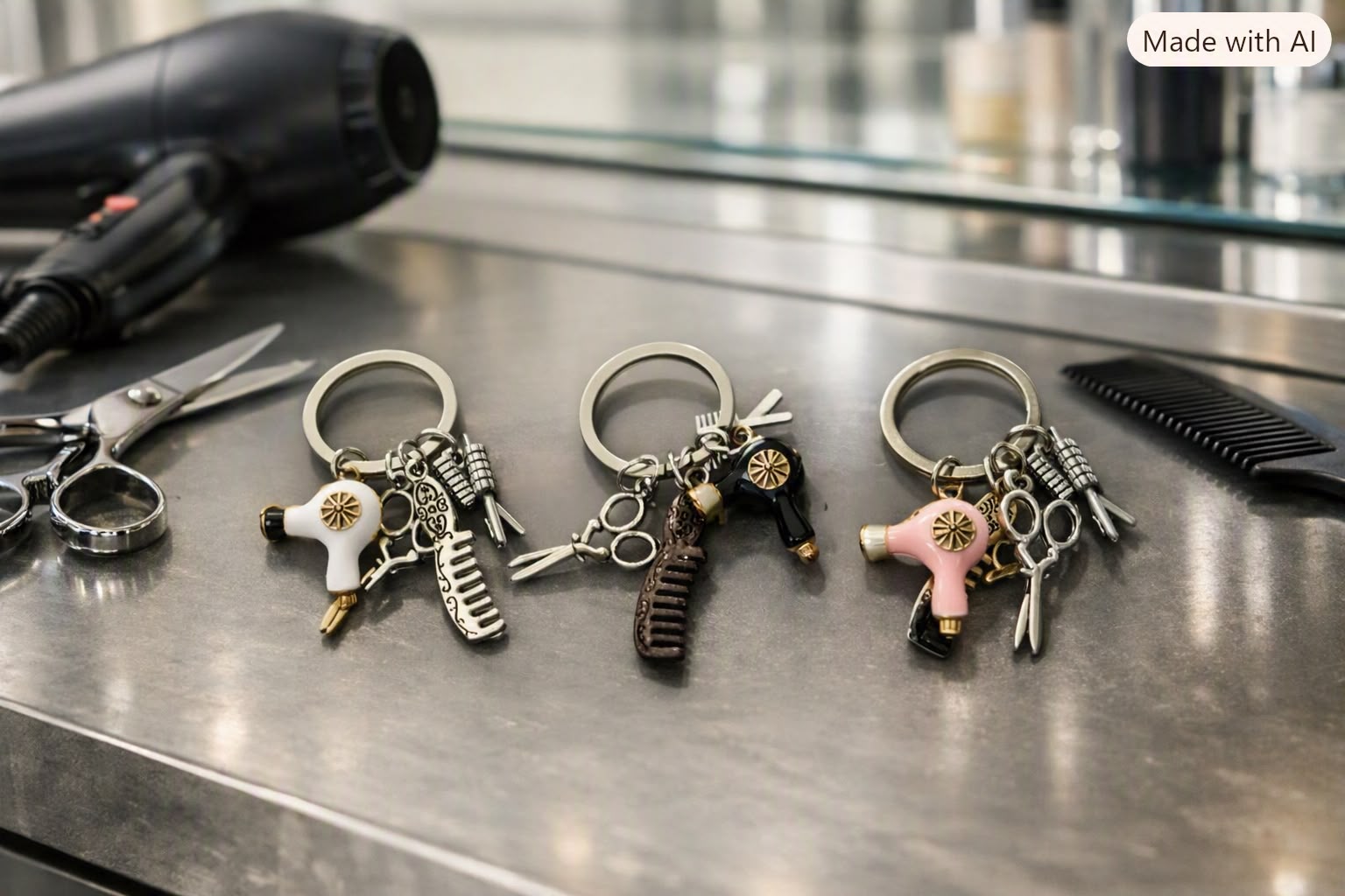 Hairdresser Keyring Charm Set