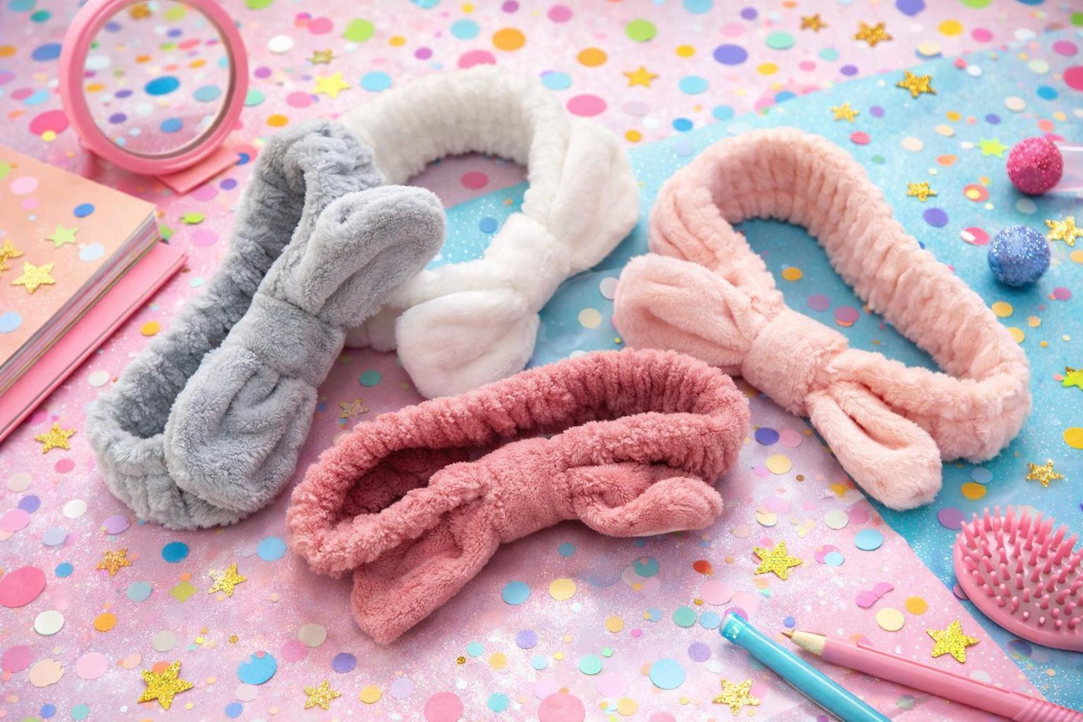 Coral Fleece Face Wash Headbands – 1pc. Random pick