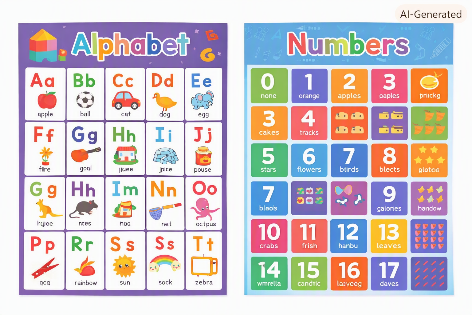 Alphabet and Numbers Poster Set – 2pcs