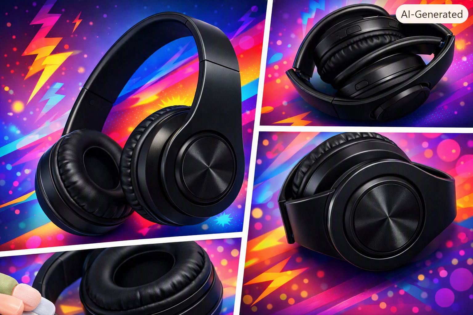 LED Wireless Headphones – Black