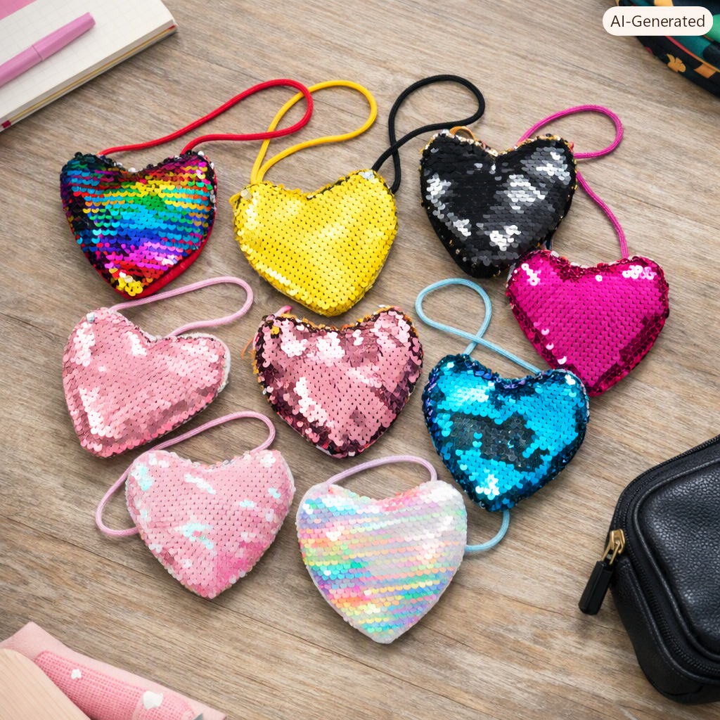 Heart-Shaped Sequin Crossbody Bags