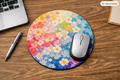 Rainbow Cherry Blossom Mouse Pad – Round