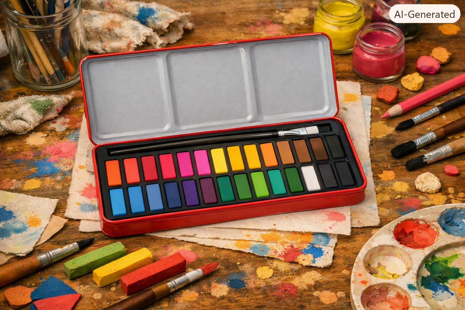 24-Colour Watercolours Paint Set