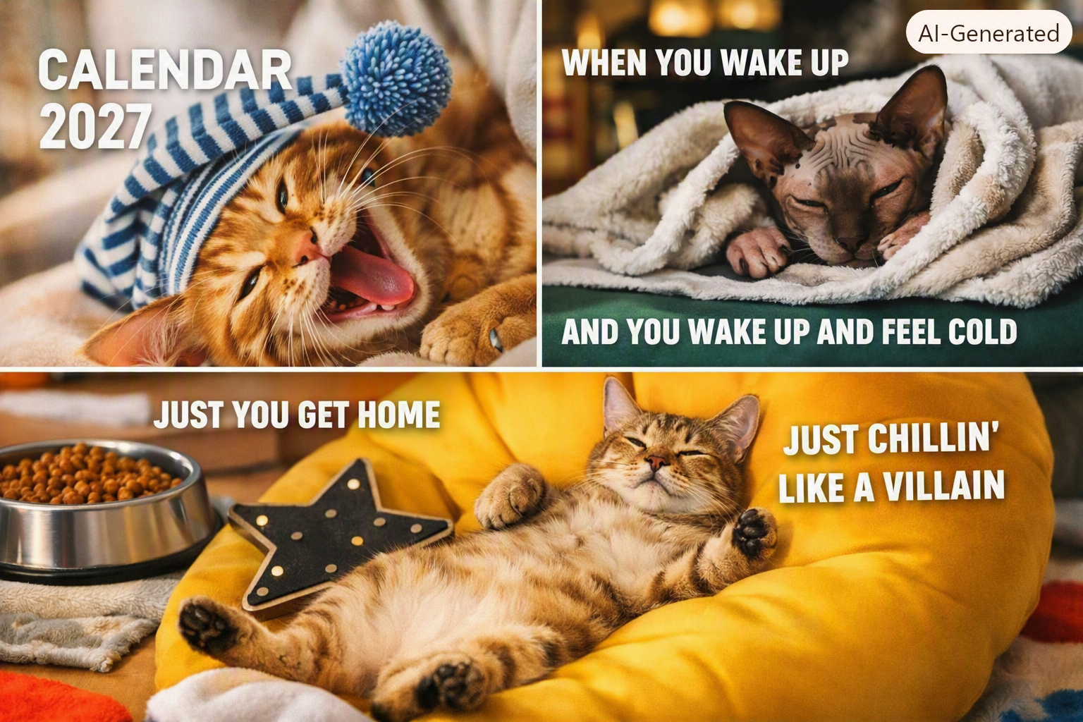 2027 Funny Cat Meme Wall Calendar
