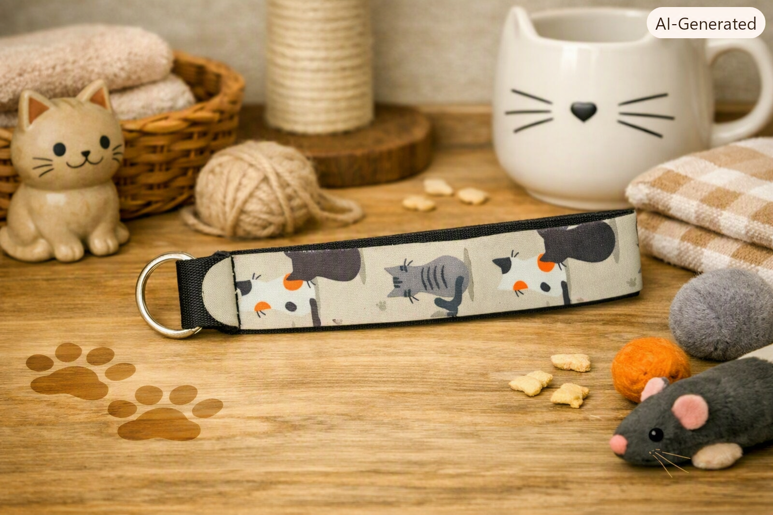 Melancholic Cat Pattern Keyring