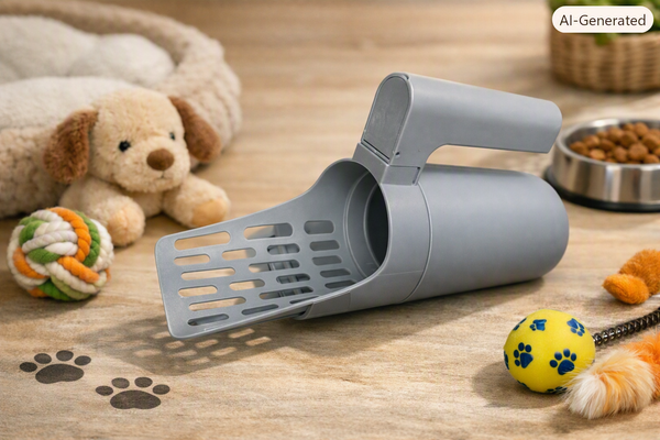 Cat Litter Shovel Scoop with Refill Bag – Gray