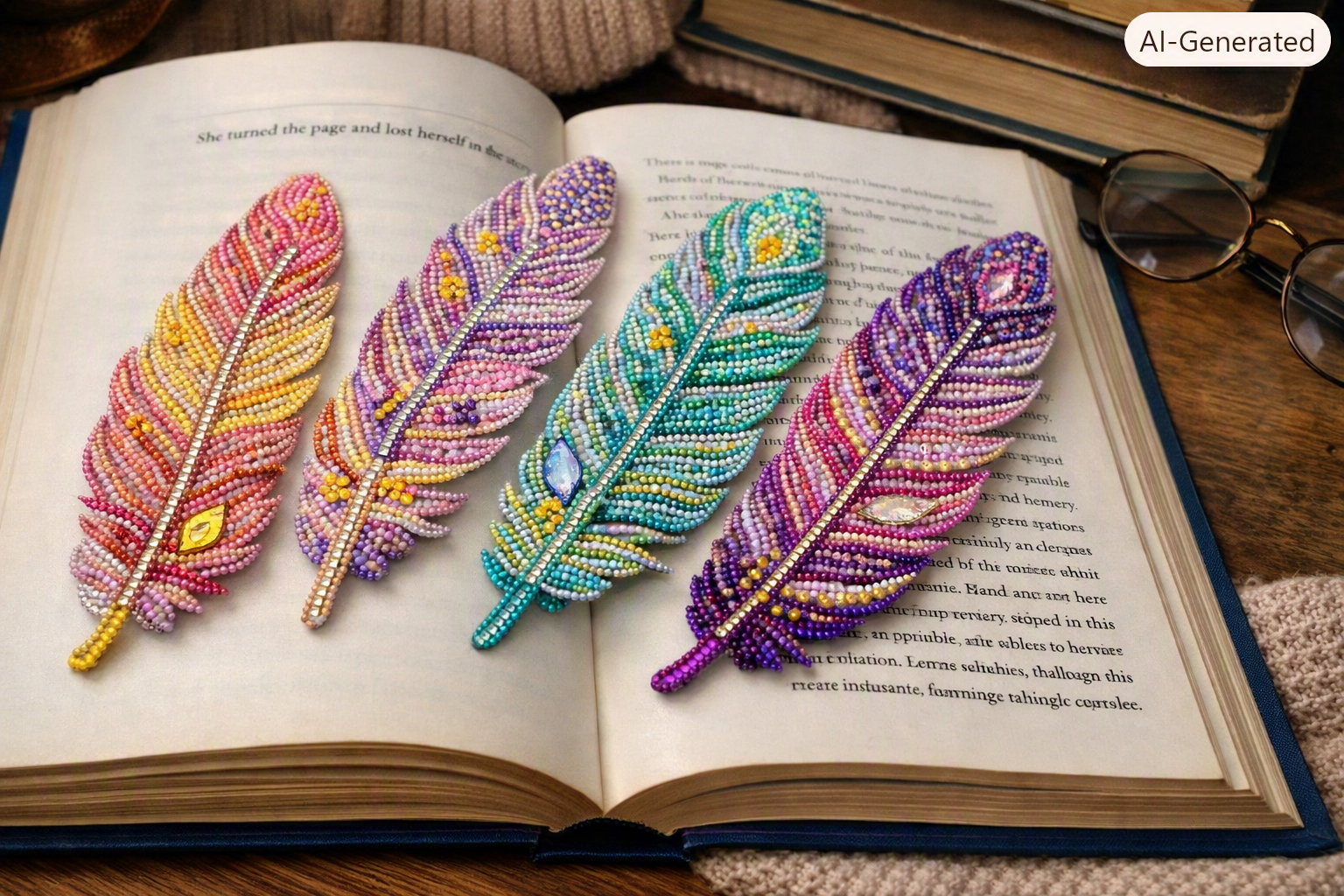 DIY Diamond Painting Feather Bookmarks – 12pcs