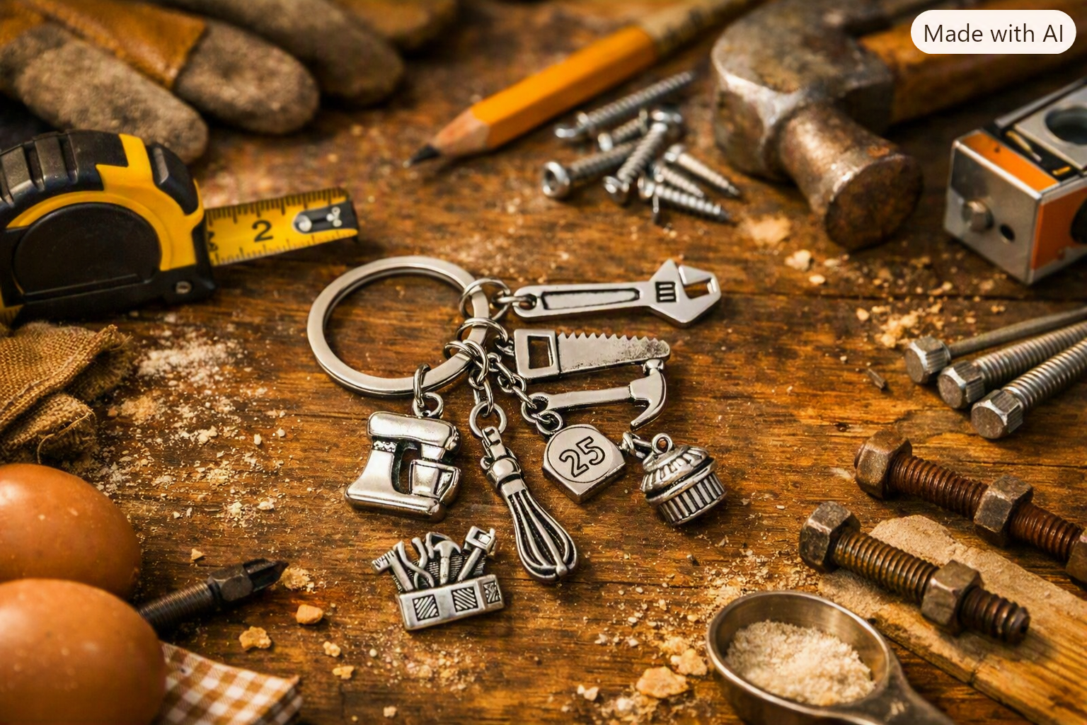 Construction Keyring Charm Set