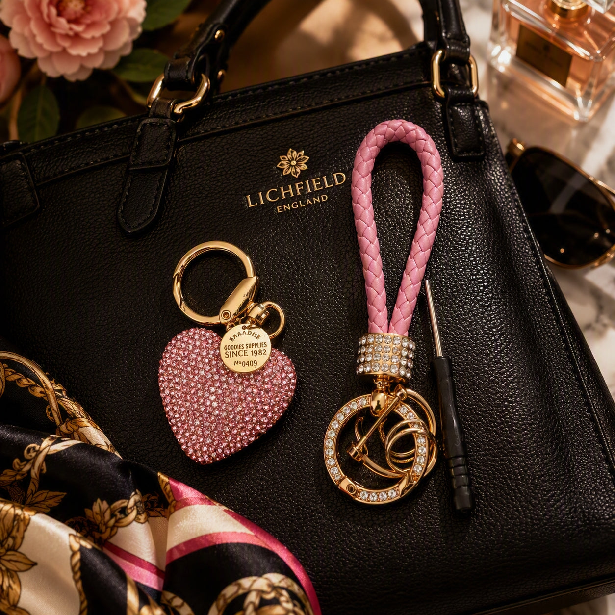 Pure Luxury. Full Diamond Love Heart Keychain