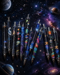 Astrology Galaxy Retractable Pens – 1pc. Random pick