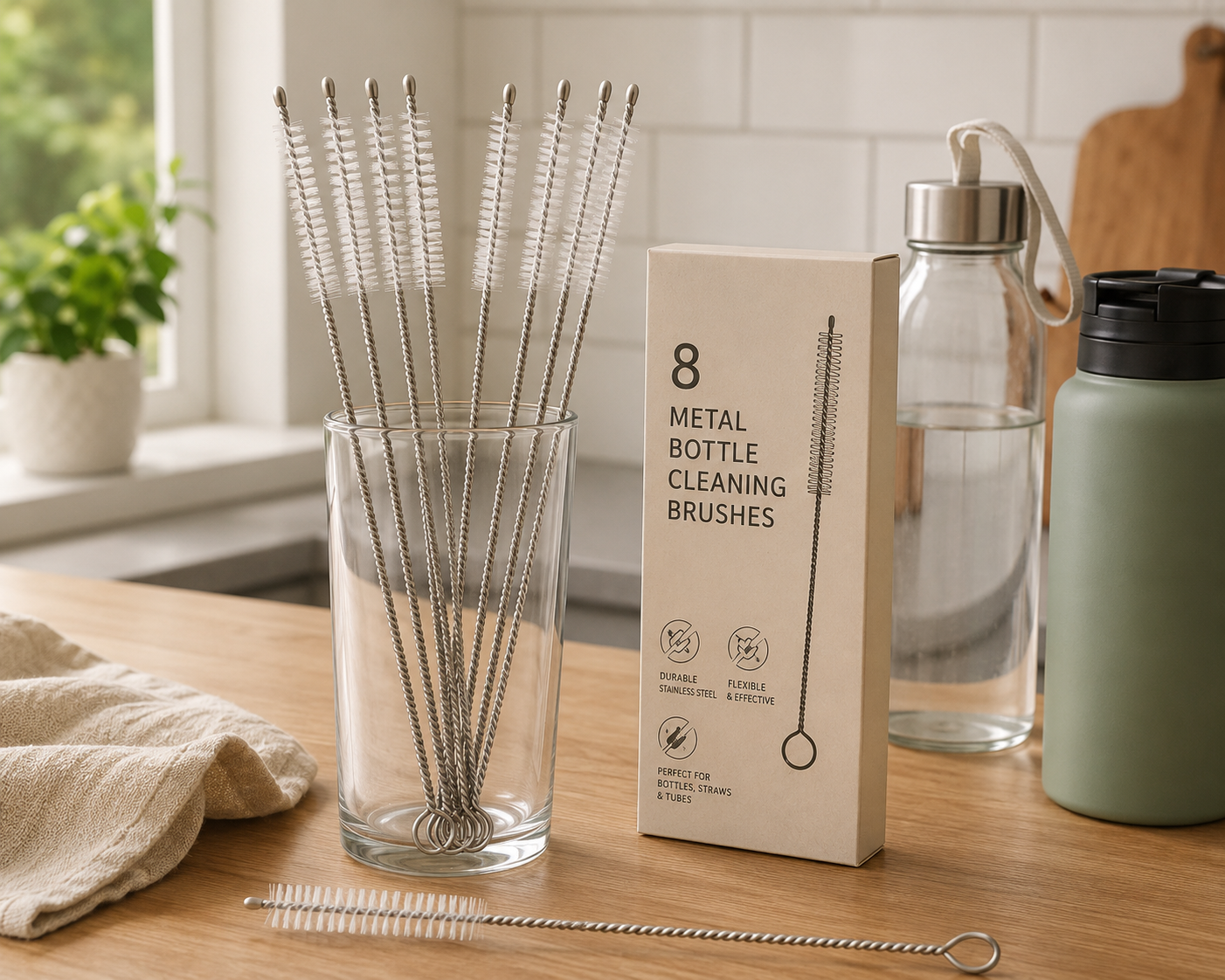 Stainless Steel Straw Cleaning Brush Set – 8pcs