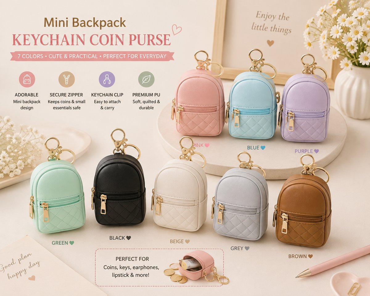 Mini Backpack Keychain Coin Purse in 7 colours