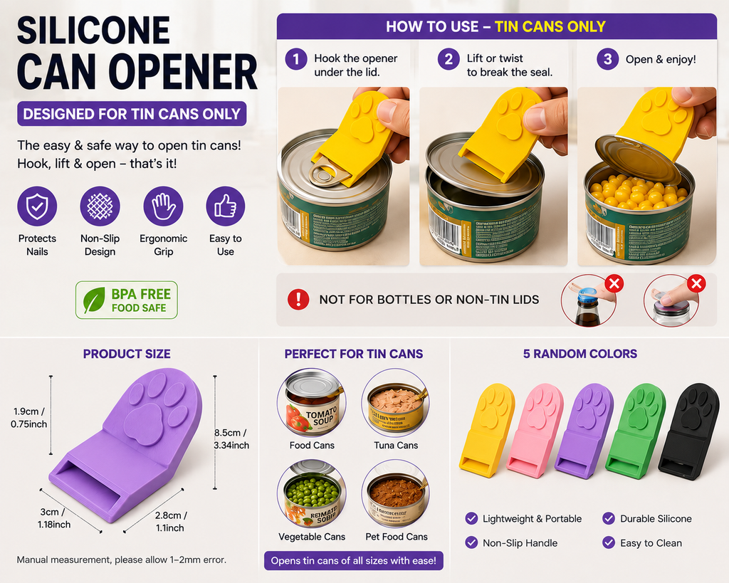 Silicone Can Opener – Designed for Tin Cans Only