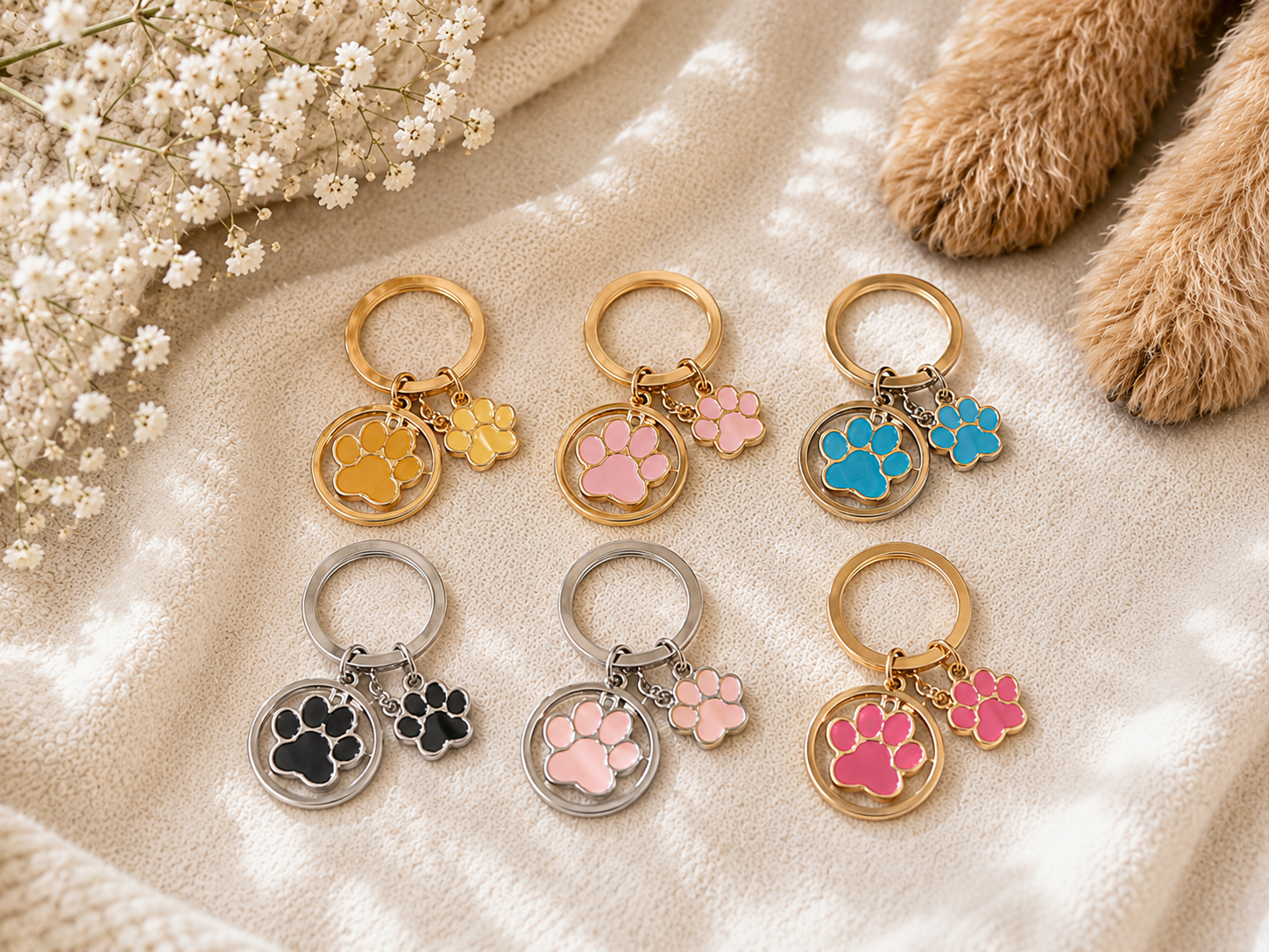 Animal Paw Keyring Trio.