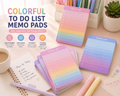 Colourful gradient to do list memo pads in pastel rainbow shades