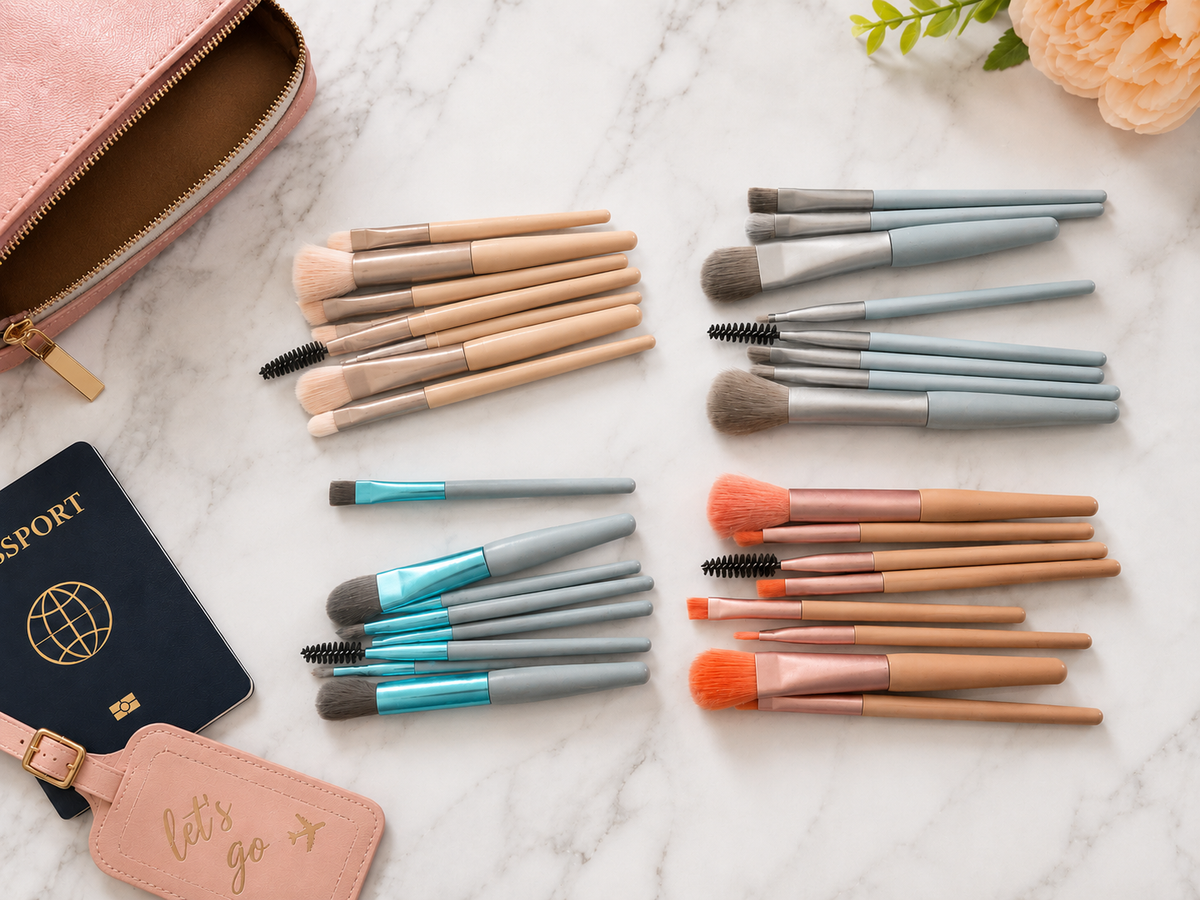 Travel Makeup Brush Set. 8pcs.