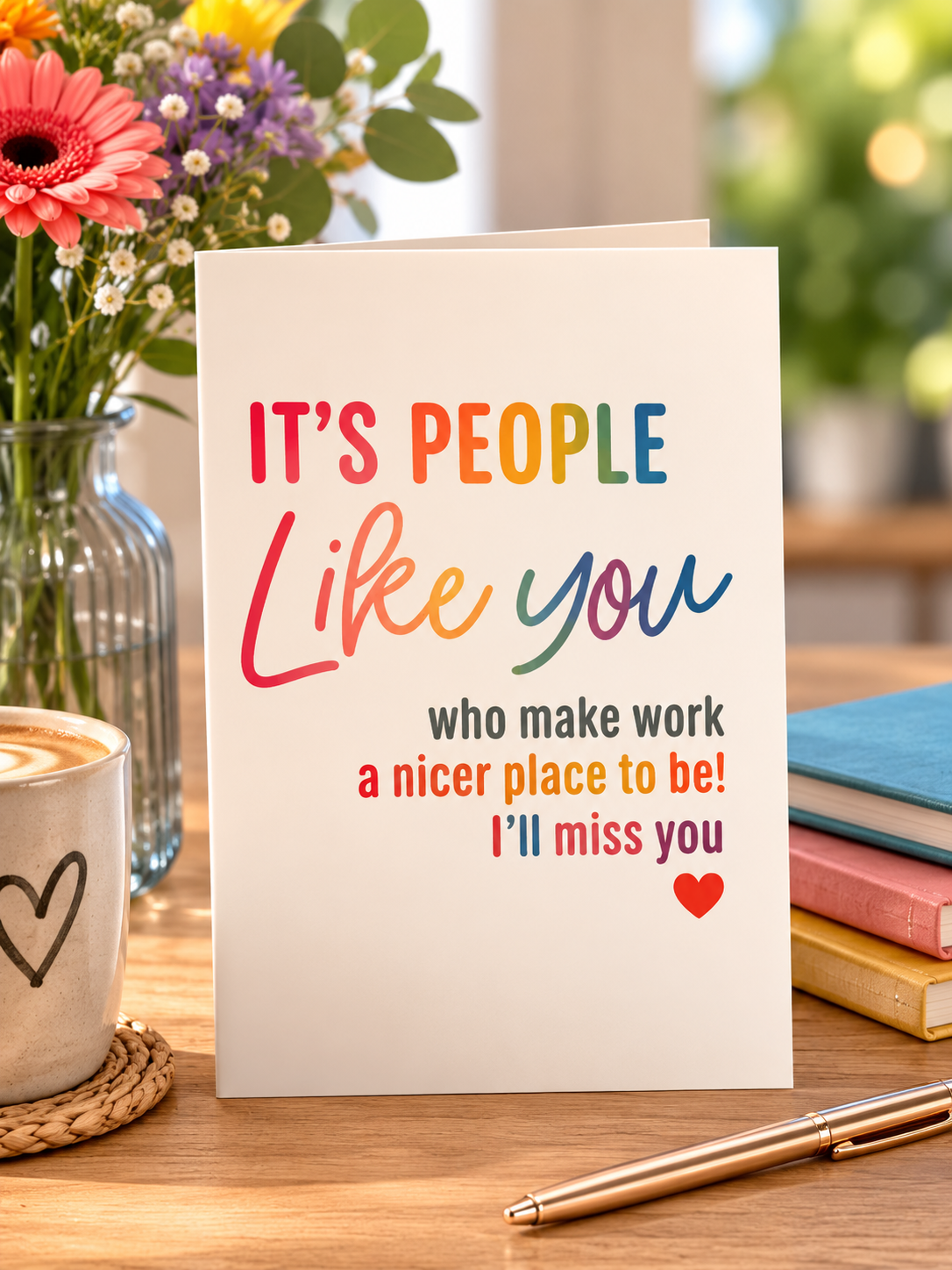 Rainbow Gradient Farewell Card – 1pc