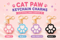 Padded Paw Print Keyring with Faux Pearl