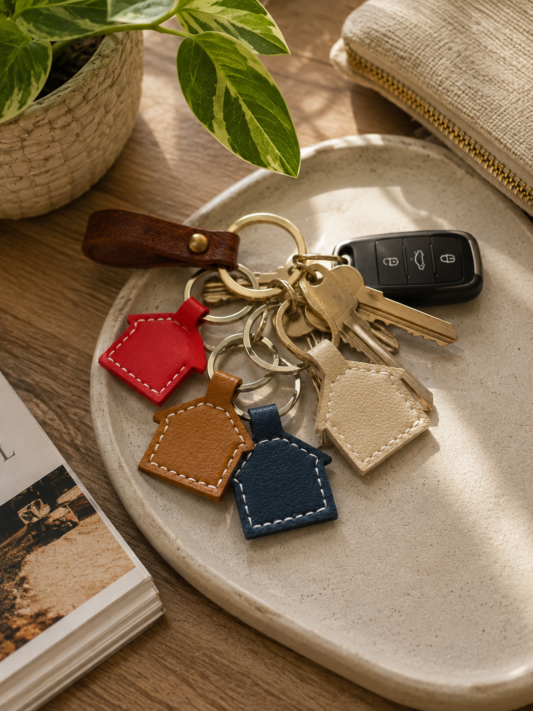 Faux Leather House Keyring