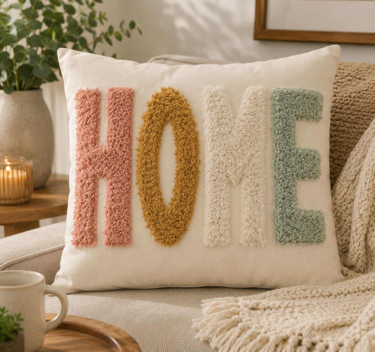 Tufted HOME Canvas Pillowcase – Square