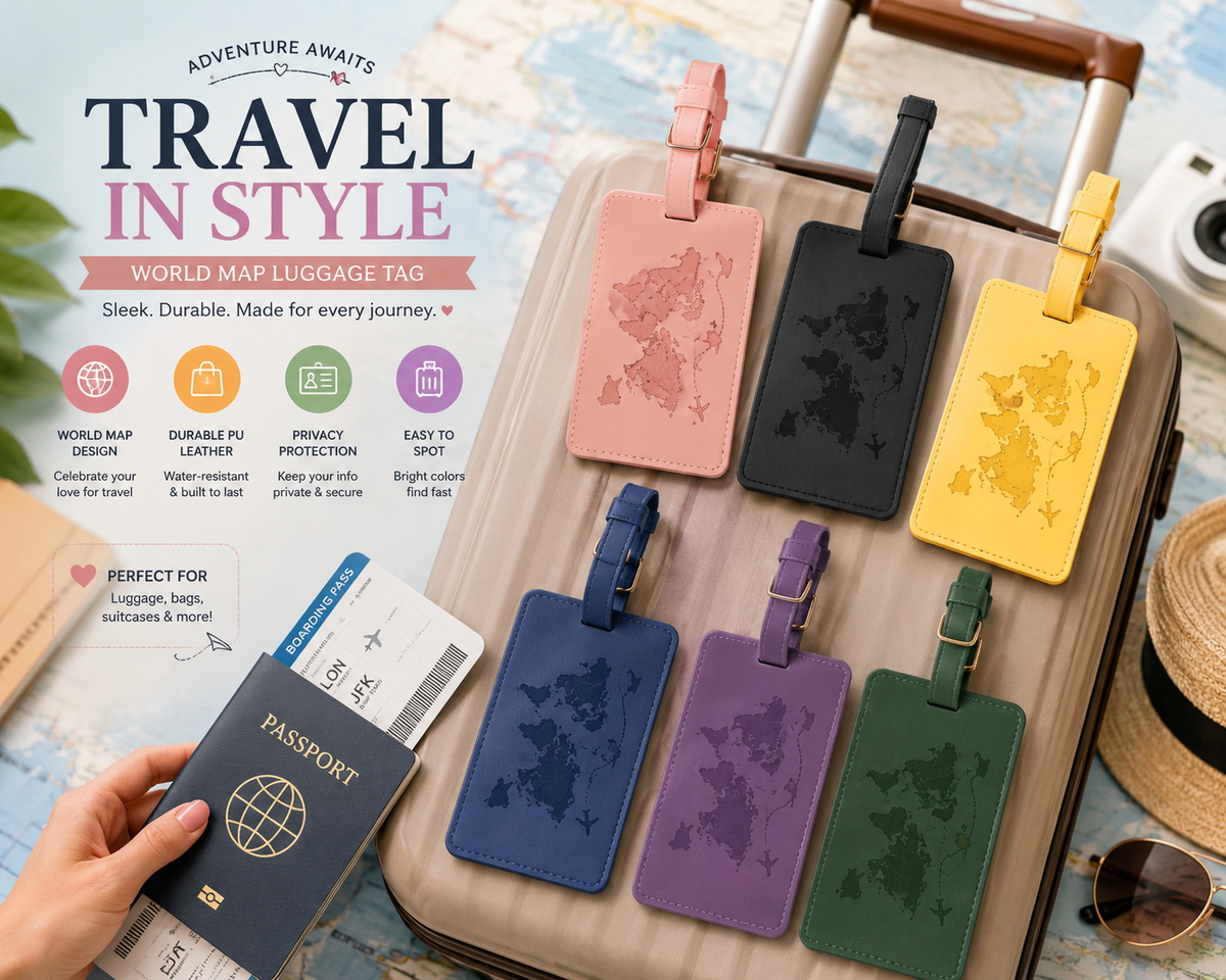 World Map Luggage Tag
