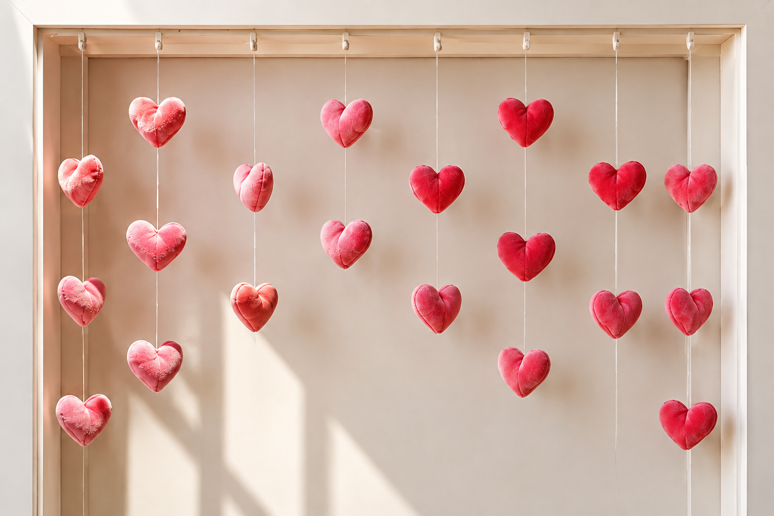 Heart-Shaped Door Curtain Garland. Pink