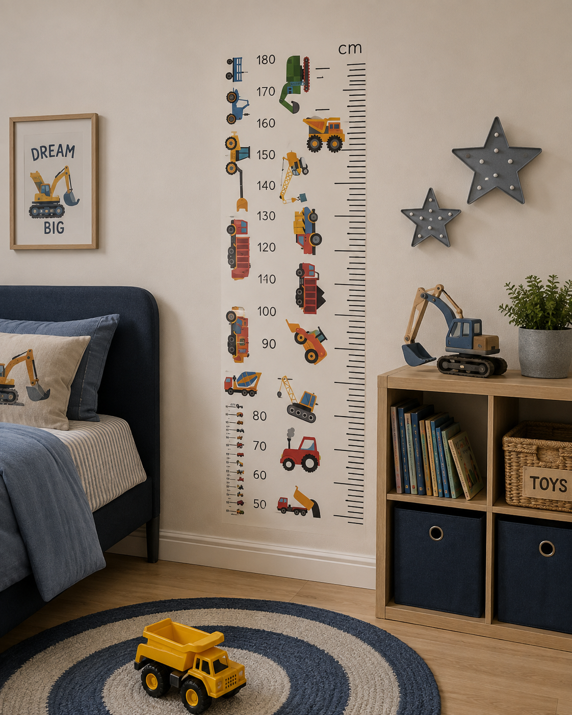Construction Vehicle Height Chart Wall Sticker
