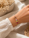 Colourful Tila Bead Bracelet – Marble Blue and Brown Set