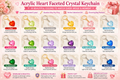 Acrylic heart faceted crystal keychains in 18 beautiful colours