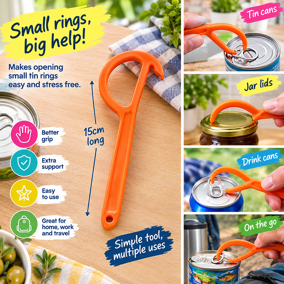Ring Pull Opener Tool – Easy Tin & Can Opener Aid