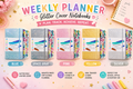 Weekly Planner Glitter Cover Notebooks in 5 colours: Blue, Space Gray, Pink, Yellow and Silver