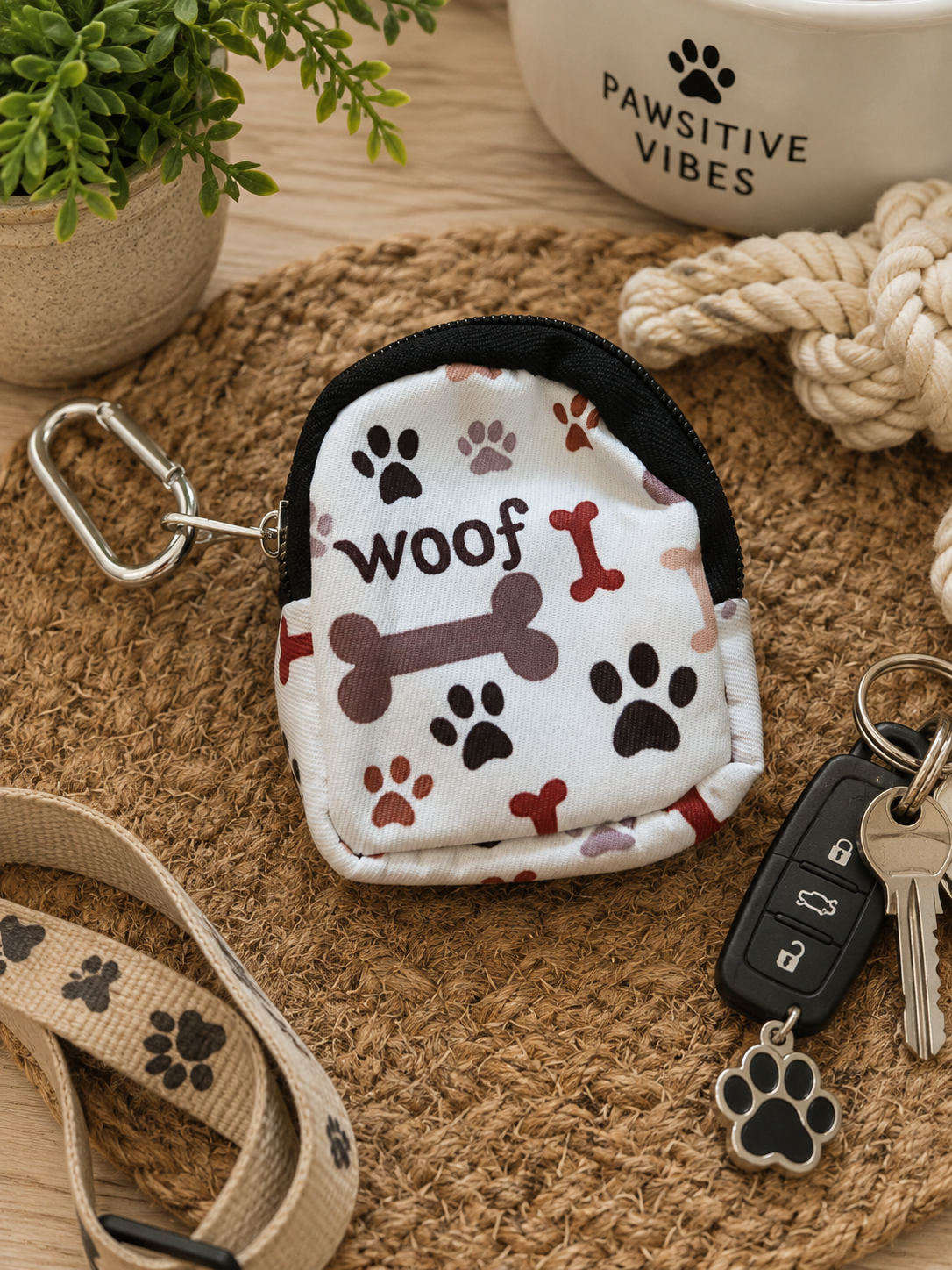 Bone and Paw Pattern Mini Purse