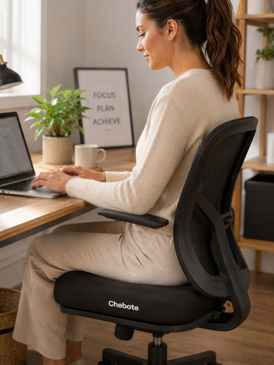Ergonomic Memory Foam Support Seat Cushion – Beige/Gray