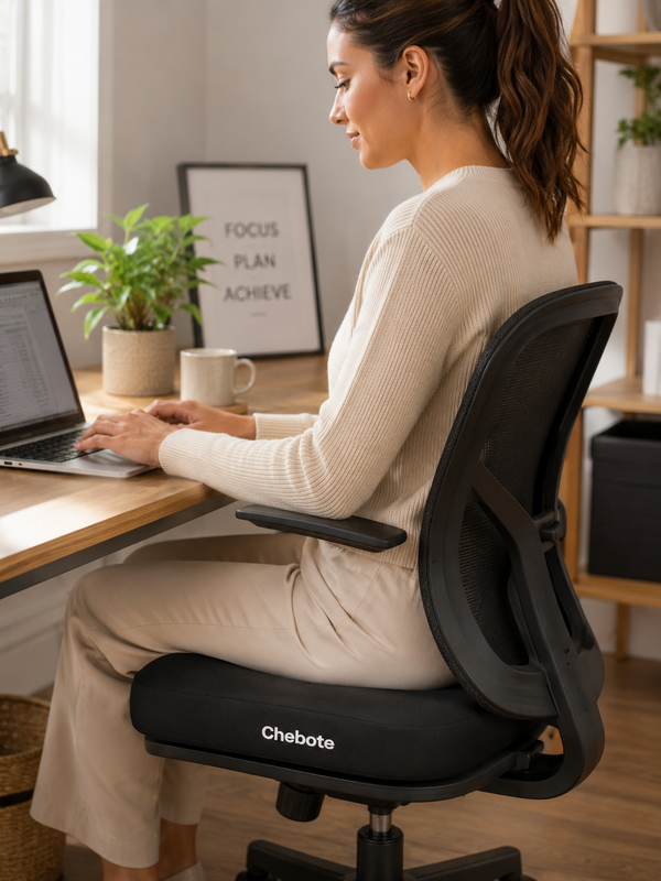 Ergonomic Memory Foam Support Seat Cushion – Beige/Gray