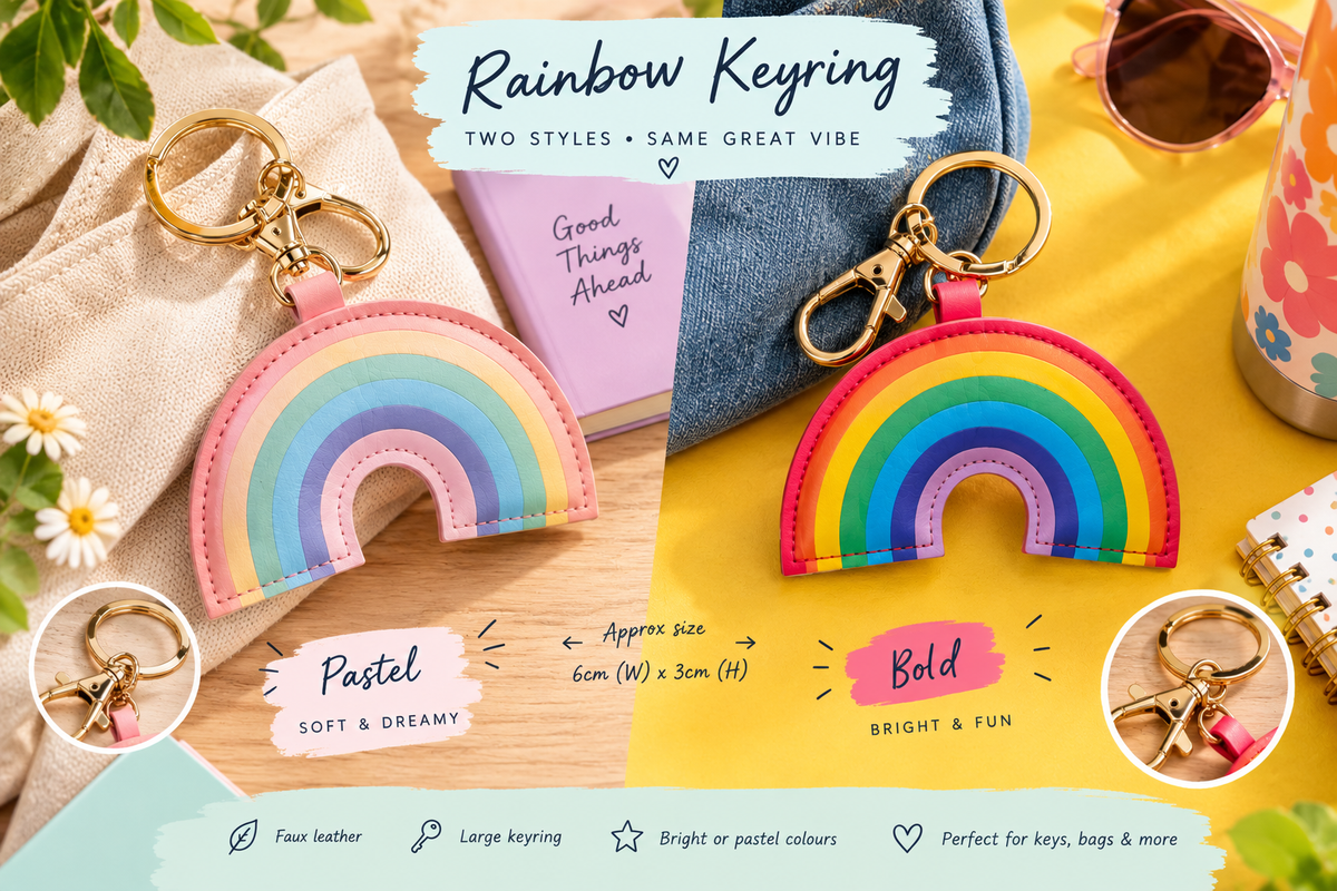 Large Faux Leather Rainbow Keyring
