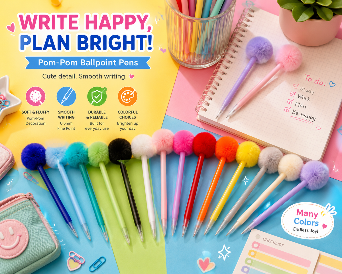 Pom-Pom Ballpoint Pens