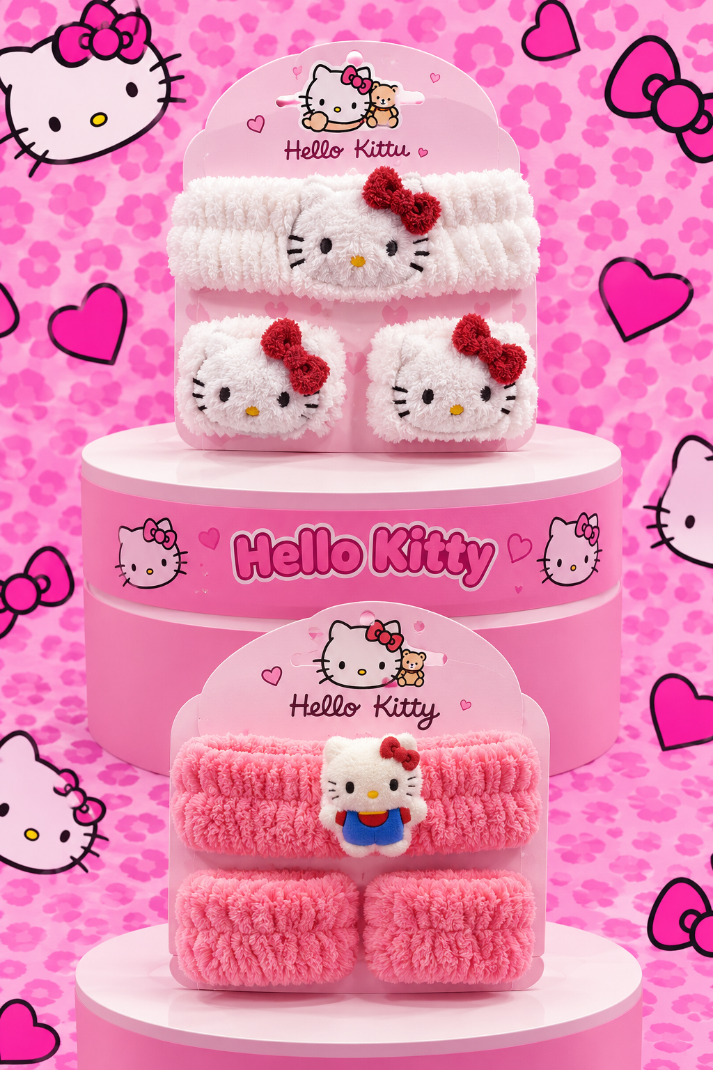Hello Kitty Plush Headbands and Wristbands Pink
