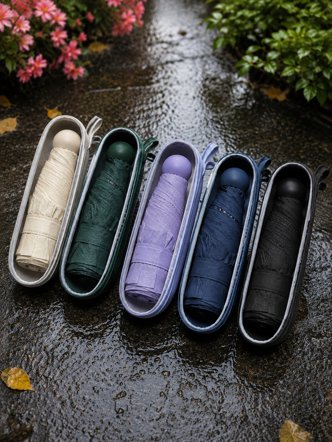 Super-Light cased 5-Fold Pocket Umbrella