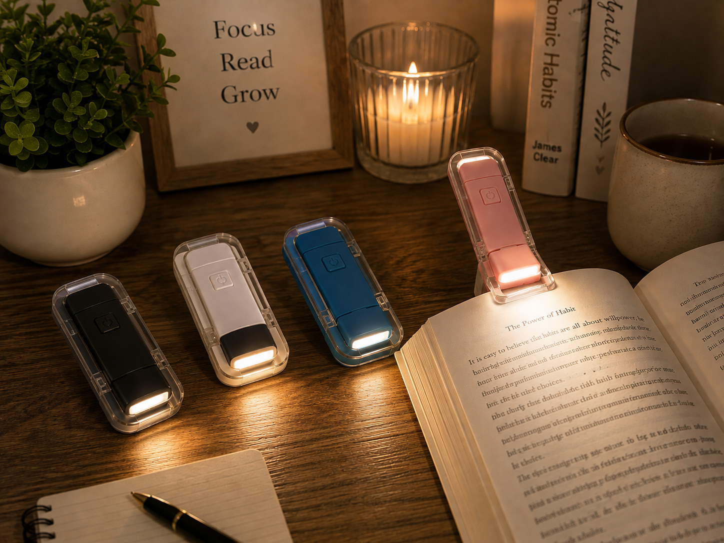 Mini LED Book Light USB Rechargeable Clip On Flexible Reading Lamp