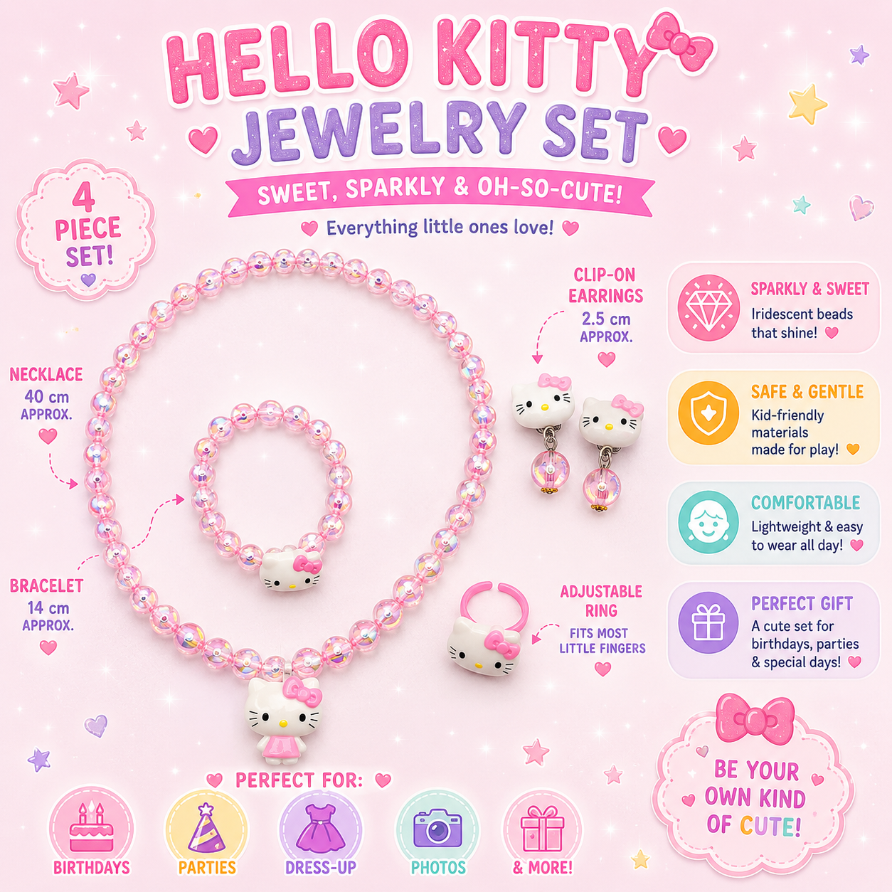Hello Kitty Jewellery Set – 5pcs Pink