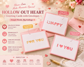 Hollow out heart greeting cards with envelopes in Happy, For You and I Love You designs
